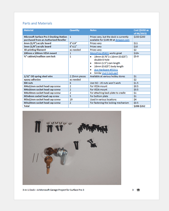 Photo of parts and materials