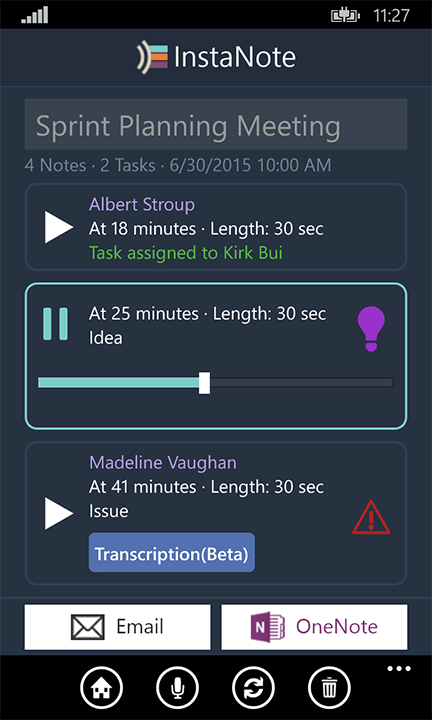 Screenshot of meeting recording snippet