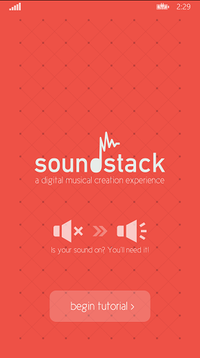 Screenshot of Sound Stack tutorial start page