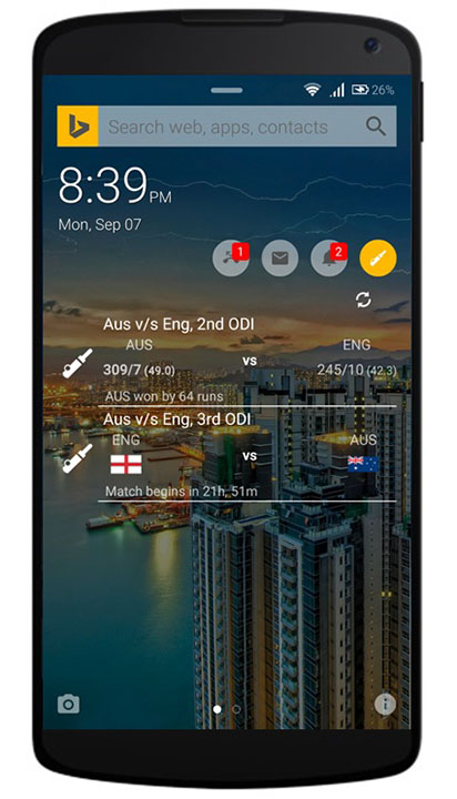 Screenshot of smartphone notifications display