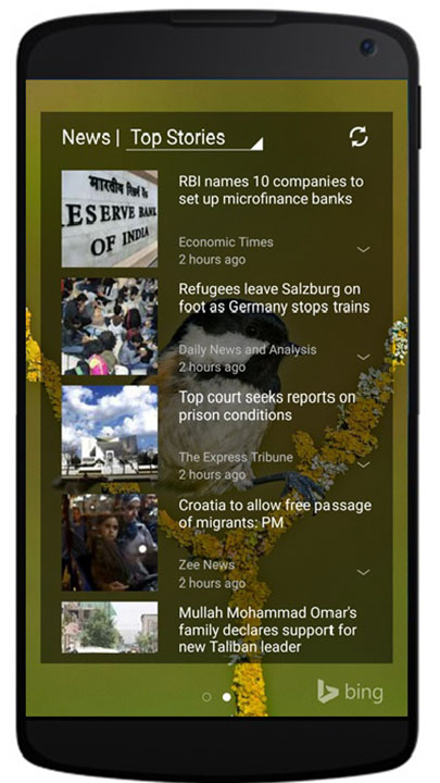 Screenshot of top stories