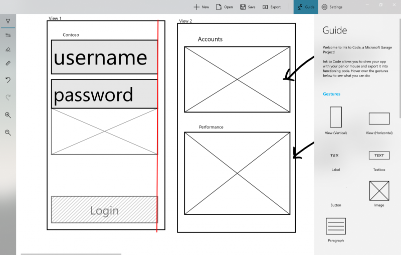 Ink to Code Guide Feature Screenshot