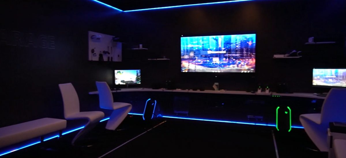 a led lit workspace