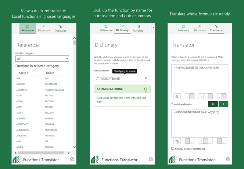 functions translator screenshots