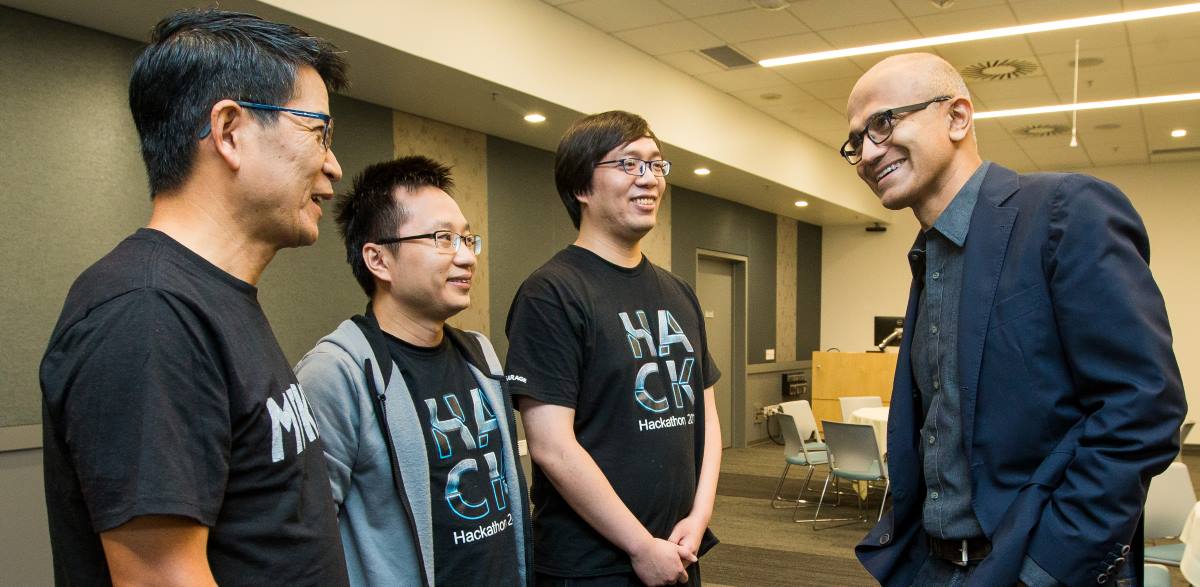 Hackathon winners photographed on Microsoft's campus in Redmond, WA on Thursday, September 13, 2018. (Photo by Dan DeLong)