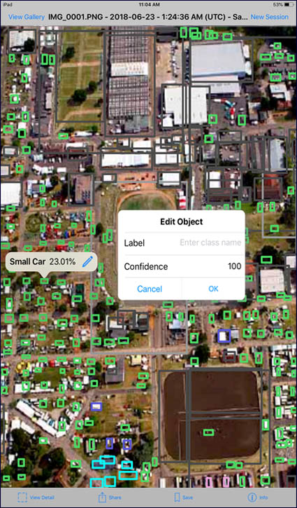 Earth Lens running on an iPad showcasing the ability to edit highlighted objects.