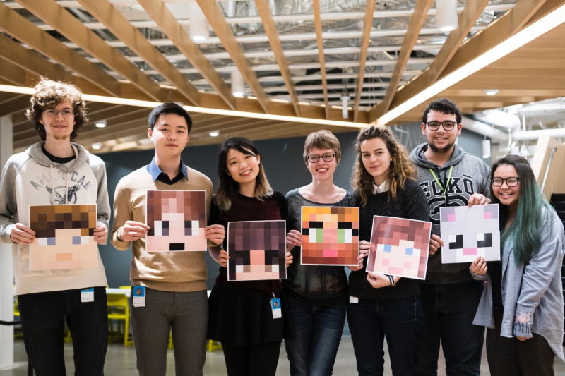 Garage Vancouver interns from the Minecraft Autism chat features project